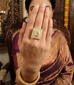 High gold square kundan finger ring for women and girls