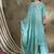 Saahmriga embroidered firozi chinon round neck flared sleeve kurta palazzo sets