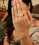 Kundan design high gold polish fancy finger ring for women  and girls
