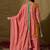 Saahmriga embroidered peach chinon round neck regular sleeve kurta palazzo sets