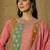 Saahmriga embroidered peach chinon round neck regular sleeve kurta palazzo sets