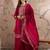Saahmriga embroidered dark pink vichitra silk round neck regular sleeve kurta palazzo sets