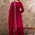 Saahmriga embroidered dark pink vichitra silk round neck regular sleeve kurta palazzo sets