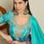 Turquoise and Navy Blue Ombre Sharara Set with Intricate Gold Threadwork