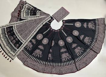 black rayon printed lehenga choli 3