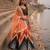 multicolor satin lehenga with embroidered dupatta