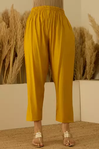 Yellow women kurta pant dupatta set