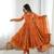 Orange Color Mal Chanderi Hand Embroidery Work Gown