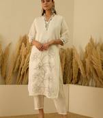 White women kurta pant dupatta set