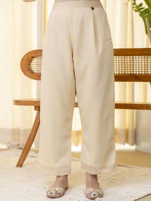 Cream women kurta pant dupatta set 4