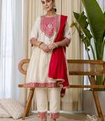 White women kurta pant dupatta set