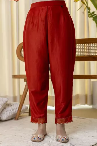 Rust women kurta pant dupatta set