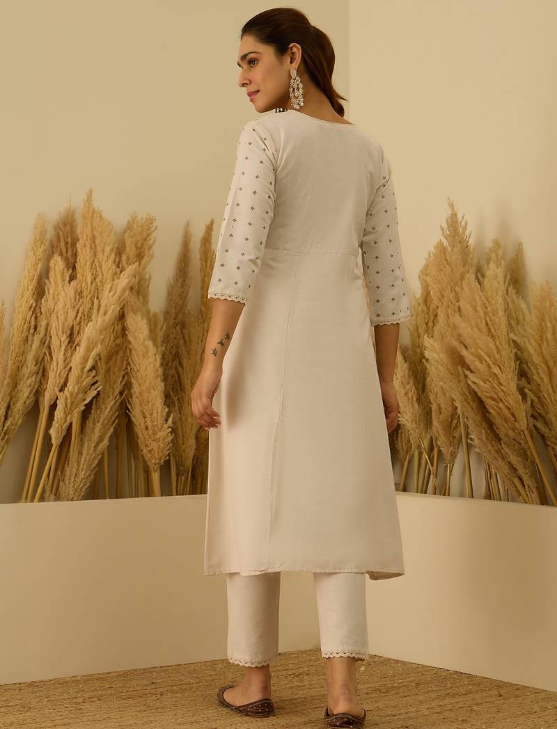 Off white women kurta pant set