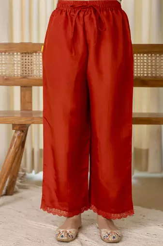 Rust women kurta pant dupatta set