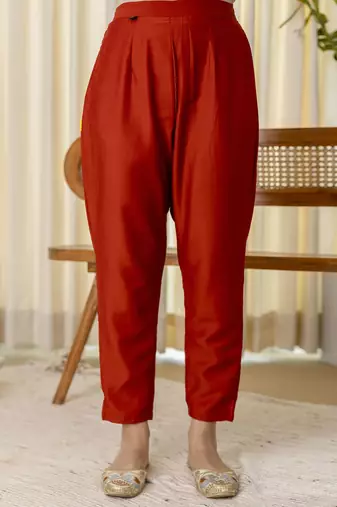 Rust women kurta pant dupatta set