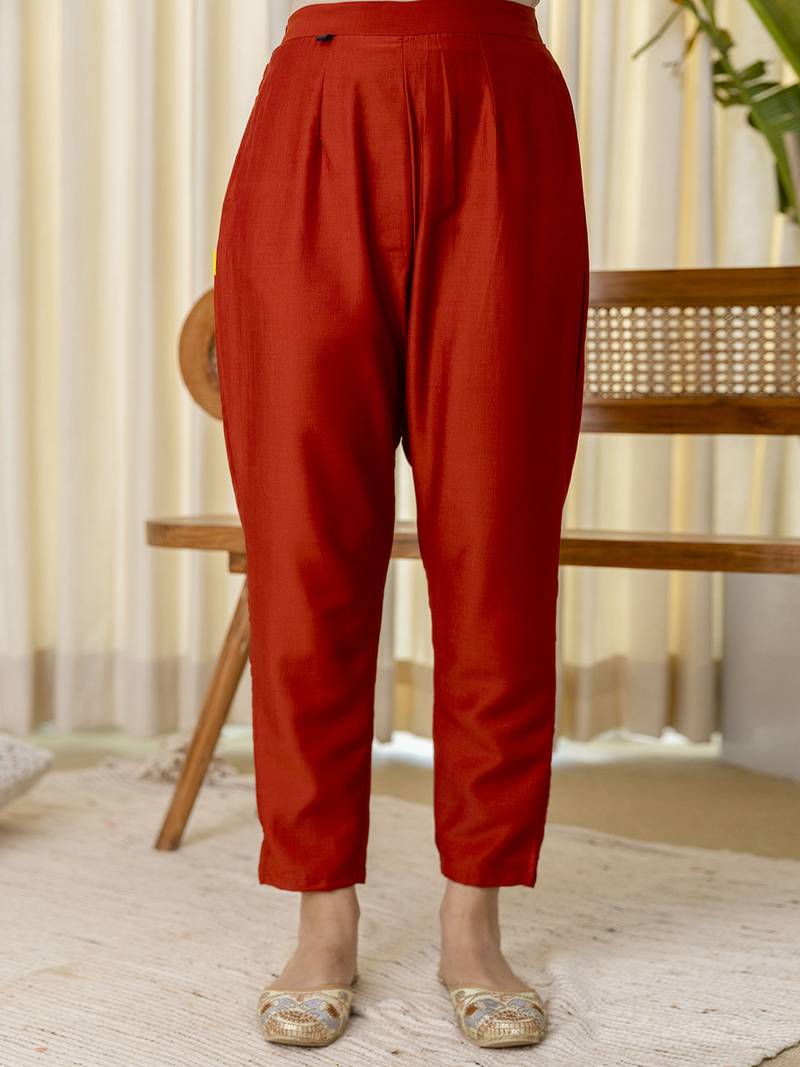 Rust women kurta pant dupatta set