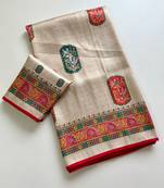 Off White Color  Jari Jaqurad Weaving Work Pashmina Silk Blend Saree