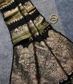 Black Color Jari Jaqurad Weaving Work Tisu Silk Saree 