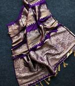 Purple Color Jari Jaqurad Weaving Work Tisu Silk Blend Saree 