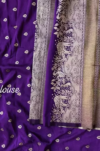 Purple Color Jari Jaqurad Weaving Work Tisu Silk Blend Saree 