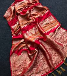 Red Color Jari Jaqurad Weaving Work Tisu Silk Blend Saree 