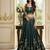 bottle green faux georgette lehenga choli with embroidery