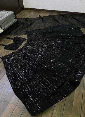 black georgette a-line lehenga choli 3