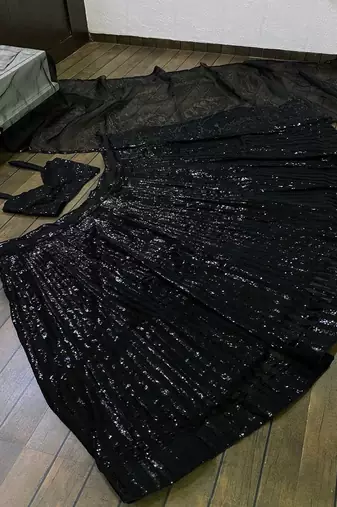 black georgette a-line lehenga choli