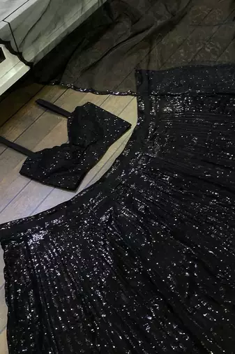 black georgette a-line lehenga choli