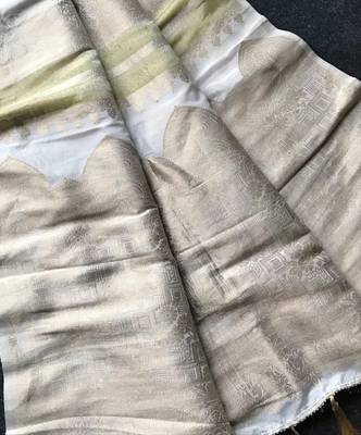 Off White Color Jari Jaqurad Weaving Work Tisu Silk Blend Saree  3