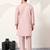DUSTY PINK VISCOSE SILK THREAD & SEQUINS EMBROIDERED WORK FESTIVAL MARRIAGE PARTY WEAR STRAIGHT MENS KURTA WITH PANT