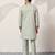 PISTA GREEN VISCOSE SILK THREAD & SEQUINS EMBROIDERED WORK WEDDING FESTIVAL  PARTY WEAR STRAIGHT MENS KURTA WITH PANT