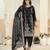 Black ice velvet semi stitched suit with embroidery work