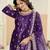 Violet ice velvet semi stitched suit with embroidery work