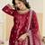 Maroon ice velvet semi stitched suit with embroidery work