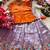 Girls orange tissue silk choli with lavender floral embroidered lehenga set