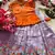 Girls orange tissue silk choli with lavender floral embroidered lehenga set