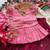 Girls pink tissue silk choli with ranipink floral embroidered lehenga set