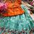 Girls orange tissue silk choli with skyblue floral embroidered lehenga set