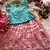 Girls skyblue tissue silk choli with pink floral embroidered lehenga set