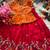 Girls orange tissue silk choli with pink floral embroidered lehenga pavadai set