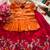 Girls orange tissue silk choli with pink floral embroidered lehenga pavadai set