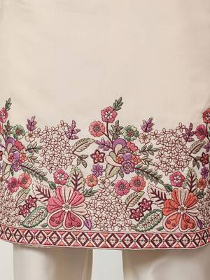 WHITE VISCOSE SILK THREAD & SEQUINS EMBROIDERED WORK FESTIVAL MARRIAGE PARTY WEAR STRAIGHT MENS KURTA WITH PANT 6
