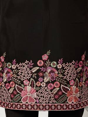 BLACK VISCOSE SILK THREAD & SEQUINS EMBROIDERED WORK FESTIVAL MARRIAGE PARTY WEAR STRAIGHT MENS KURTA WITH PANT 6