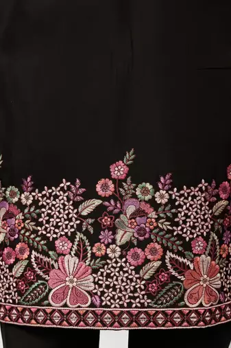 BLACK VISCOSE SILK THREAD & SEQUINS EMBROIDERED WORK FESTIVAL MARRIAGE PARTY WEAR STRAIGHT MENS KURTA WITH PANT