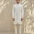 White embroidered raw silk sherwani