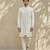 White embroidered raw silk sherwani