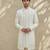 White embroidered raw silk sherwani