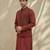 Maroon embroidered matka silk nehru jacket