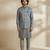 Grey woven silk nehru jacket